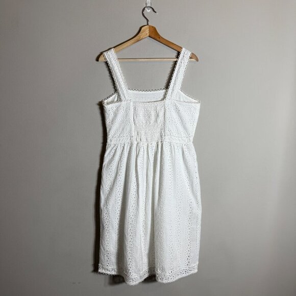 Chelsea & Violet Lace Eyelet Smocked Midi Dress Women's Large White Cottagecore - Picture 3 of 14